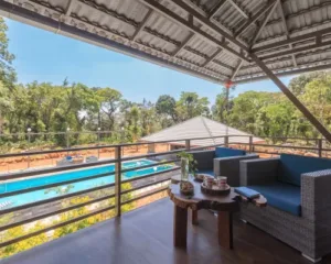 luxury pool villa balcony view