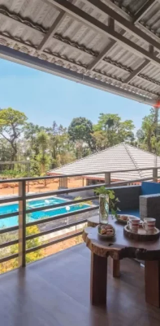 luxury pool villa balcony view